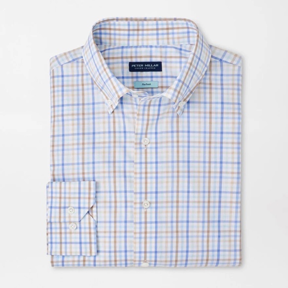 Peter Millar Crown Brighton Cotton Plaid sport Shirt SZ L #MF24XW10LTD MSRP $250